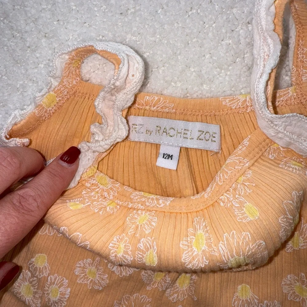 Rachel Zoe Sherbert Orange and Daisy Yellow Floral Baby Set